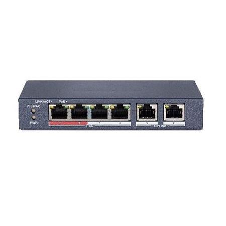 DS-3E0106P-E/M switch 4x 100TX PoE; 2x 100TX uplink, 35W, Super PoE