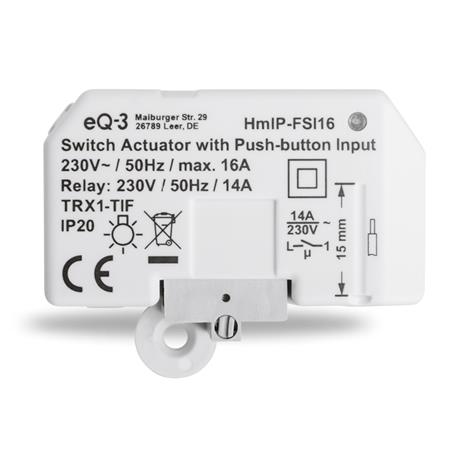 Homematic IP Spínací akční člen se vstupem pro tlačítko - 16 A, skrytá montáž - HmIP-FSI16