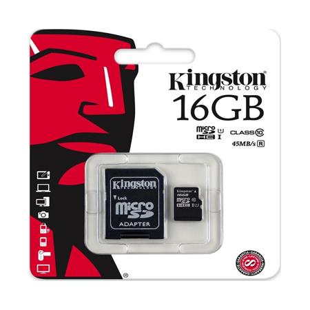 MicroSDHC Kingston 16GB class 10 UHS-1 s adapterem