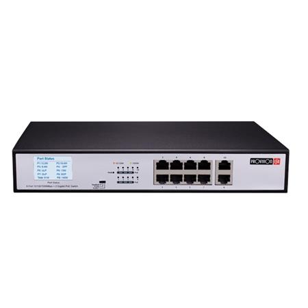 PoES-08(2H)140G+2G Datový switch 8+2 portů, z toho 6 s PoE, CCTV mód