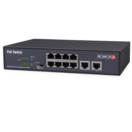 PoES-08120C+2I Datový switch 8+2 portů, z toho 8 s PoE, CCTV mód, vestavěný zdroj