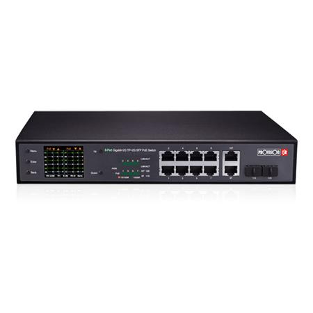 PoES-08130GCL+2G+2SF Datový switch 8+2 portů, z toho 8 s PoE, CCTV mód