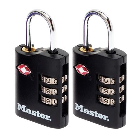 Set 2 ks kombinačních visacích zámků Master Lock TSA 4686EURT - černý