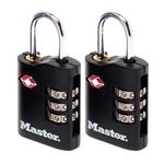 Set 2 ks kombinačních visacích zámků Master Lock TSA 4686EURT - černý