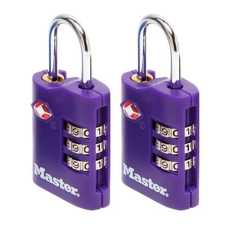 Set 2 ks kombinačních visacích zámků Master Lock TSA 4686EURT - fialový