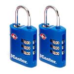 Set 2 ks kombinačních visacích zámků Master Lock TSA 4686EURT - modrý