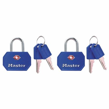 Set 2 ks visacích zámků Master Lock TSA 4681EURTBLR - modrý