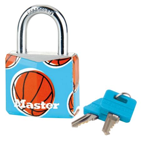 Visací zámek Master Lock z pevného hliníku 9130EURDPSP_basketball - 30mm