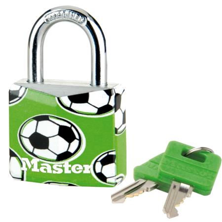 Visací zámek Master Lock z pevného hliníku 9130EURDPSP_football - 30mm